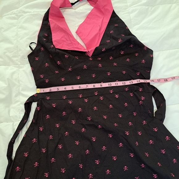 Dead Threads Goth Dress 1950s Retro Style Pin Up Pink Black Skull Halloween Sz M - Picture 6 of 11